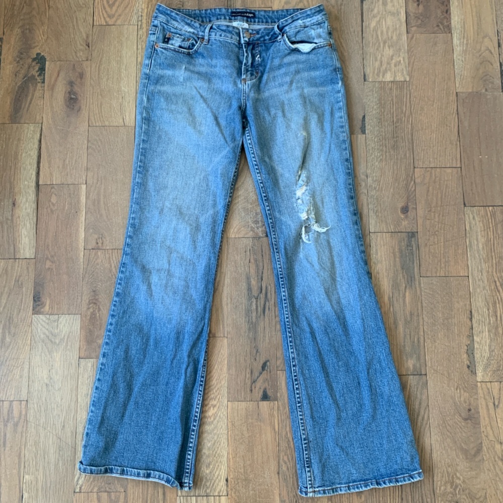 Refuge Girls Blue Flare Distressed Jeans Size 11